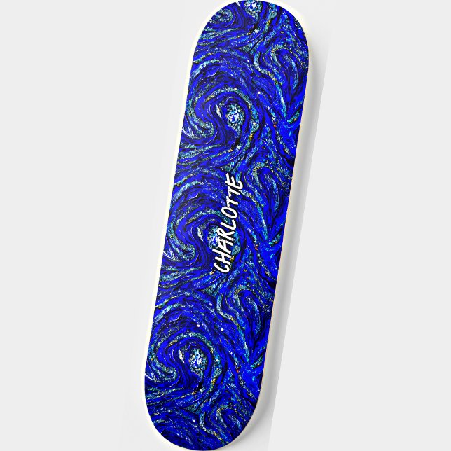 Skate Adicionar nome, espirais azuis e brancas (Criador carregado)
