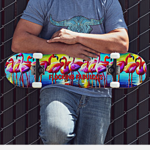 Skate Adicionar Nome, Flamingo Vermelho Rosa Fabuloso