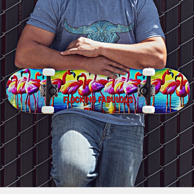 Skate Adicionar Nome, Flamingo Vermelho Rosa Fabuloso (Criador carregado)