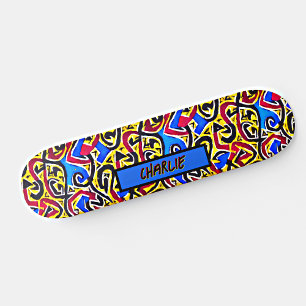 Skate Adicionar nome, Grafite azul amarelo vermelho