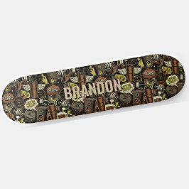 Skate Adicionar Nome Inicial, Colagem de Vida Gym Brown
