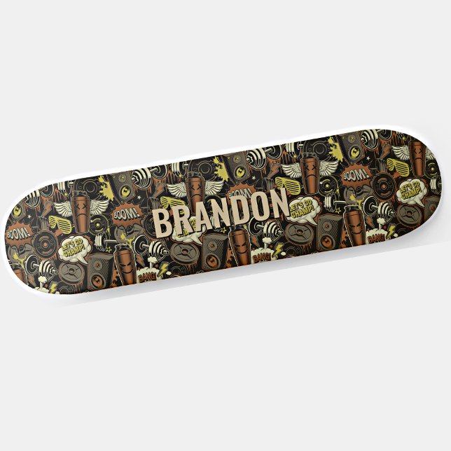Skate Adicionar Nome Inicial, Colagem de Vida Gym Brown (Criador carregado)