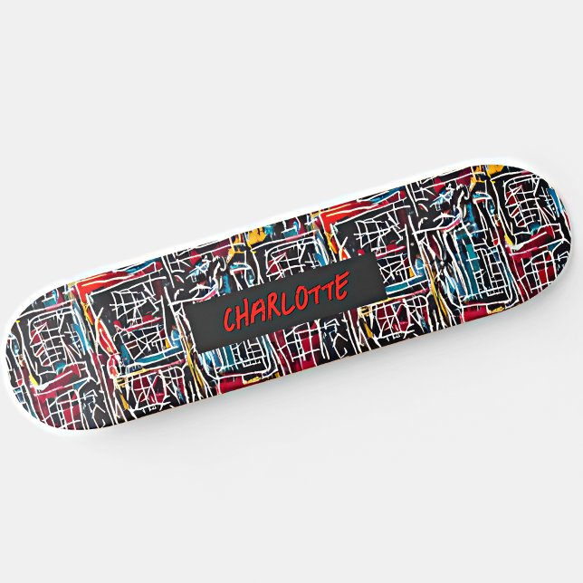 Skate Adicionar nome, vermelho azul amarelo (Criador carregado)