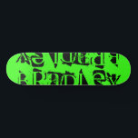 Skate Adicionar seu próprio nome personalizado Neon Gree<br><div class="desc">Adicione seu próprio nome personalizado O skateboard personalizado apresenta seu nome personalizado na tipografia negra moderna em um simples fundo verde neon. Personalize editando o texto na caixa de texto fornecida. Dê um presente personalizado, skate personalizado ao seu skate favorito para o Natal, aniversário ou seu melhor amigo. Elaborado por...</div>