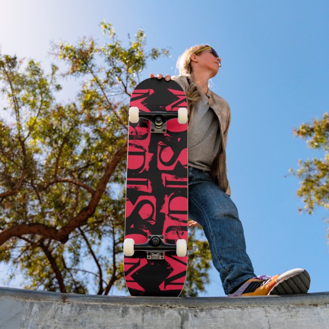 Skate Adicionar Seu Próprio Nome Personalizado Rosa Neon (Ao ar livre 1)