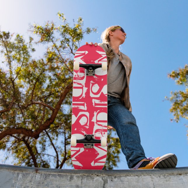 Skate Adicionar Seu Próprio Nome Personalizado Rosa Neon (Ao ar livre 1)