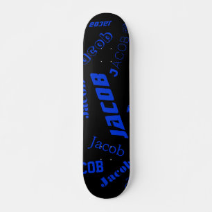 Skate Adicione qualquer nome ou palavra   Azul e Preto