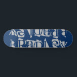 Skate Adicione seu próprio nome personalizado Blue Silve<br><div class="desc">Adicione seu próprio nome personalizado O skate personalizado apresenta seu nome personalizado na tipografia prateada moderna em um simples fundo azul. Personalize editando o texto na caixa de texto fornecida. Dê um presente personalizado, skate personalizado ao seu skate favorito para o Natal, aniversário ou seu melhor amigo. Elaborado por ©Evco...</div>