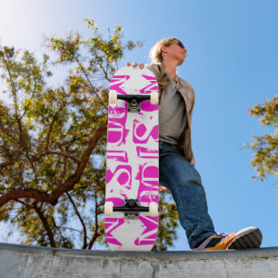 Skate Adicione Seu Próprio Nome Personalizado Rosa Quent