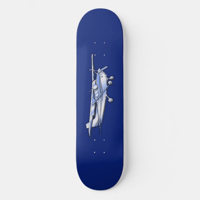Skate Aeronave Chrome Cessna Silhouette Voando de Azul (Frente)