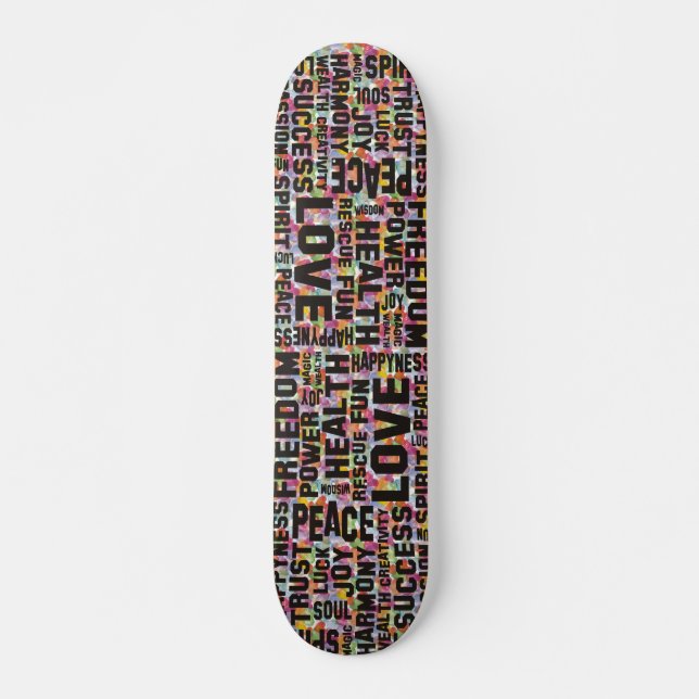Skate afirmações em preto - padrão cardíaco (Frente)