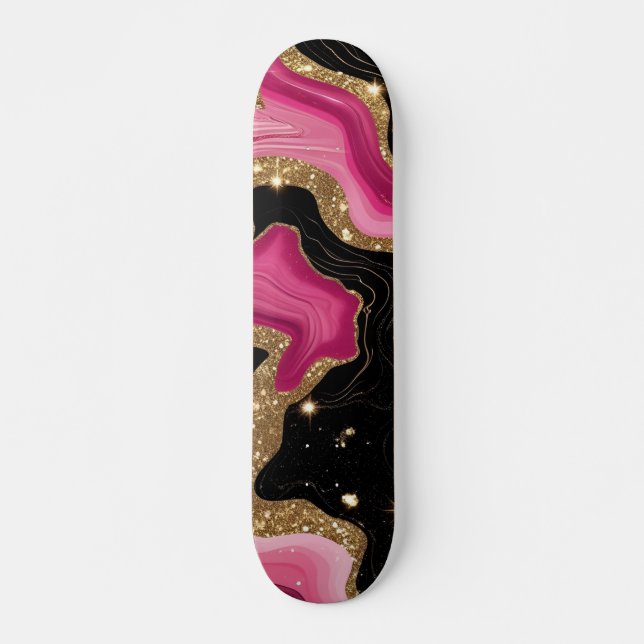 Skate Ágata dourada preta e rosa (Frente)