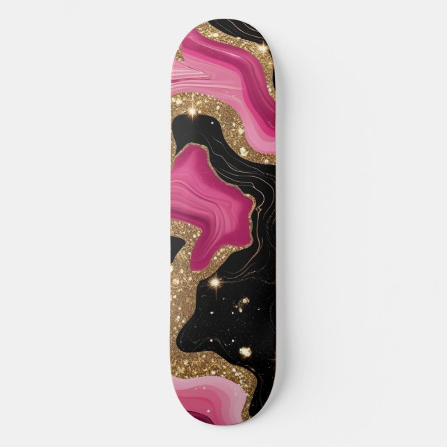 Skate Ágata dourada preta e rosa (Frente)