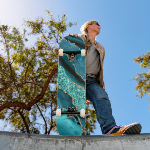 Skate Agate Teal Blue Glitter Marble Aqua Turquoise