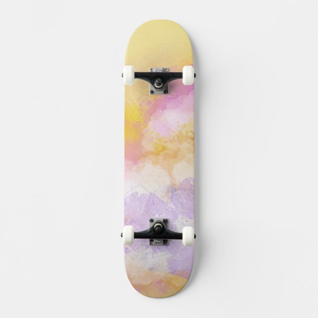 Skate Aguarelas abstratas - fundo alaranjado (Frente)