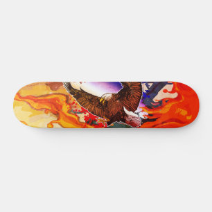 Skate Águia Careca Majestosa Chamas Arte da Liberdade