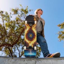 Skate Ala de Magia de Energia de Chama Laranja Azul Espo