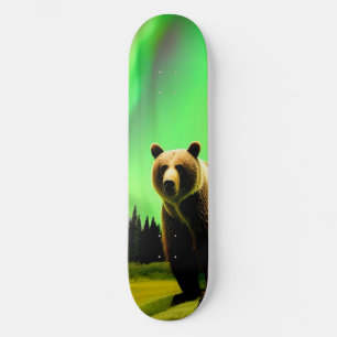 Skate Alaskan Grizzly Bear e Green Aurora Borealis