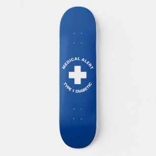 Skate Alerta Médico Personalizado Azul para Presente Dia