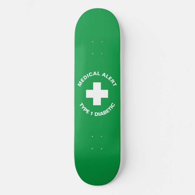Skate Alerta Médico Personalizado Verde para Oferta Diab (Frente)