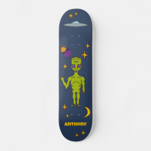 Skate Alienígena Espacial com Saucer Voador Personalizad