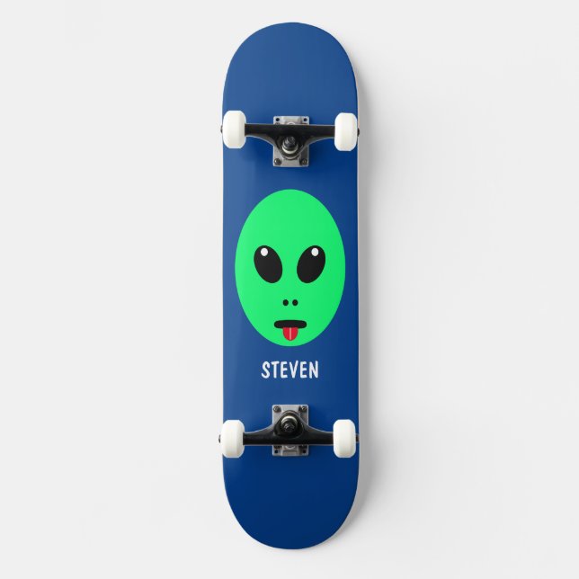 Skate Alienígena Verde para crianças personalizada (Frente)