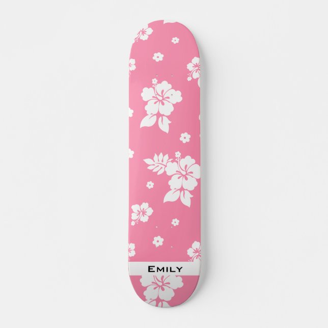 Skate Aloha Pink Clássico Havaiano - Padrão Invisível (Frente)