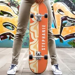 Skate Amarelo Laranja Retrô Moderno Abstrato Mármore Rem