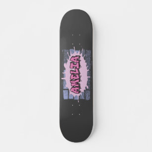 Skate AMÉLIA Seu Nome Meninas Rosa Grafite Pink Hip Hop