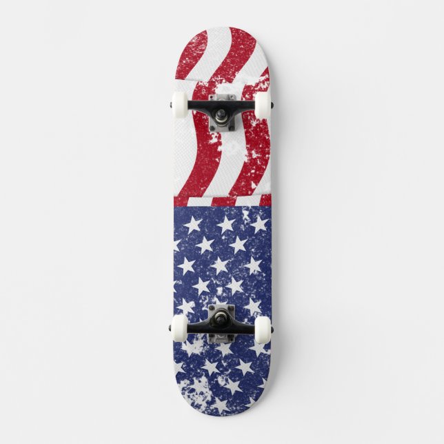 Skate American Flag Waving - Distressed #2 (Frente)