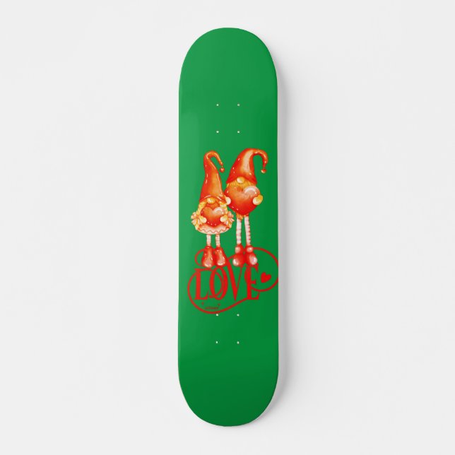 Skate AMOR GNOMA ideia romântica de presente de dia de o (Frente)