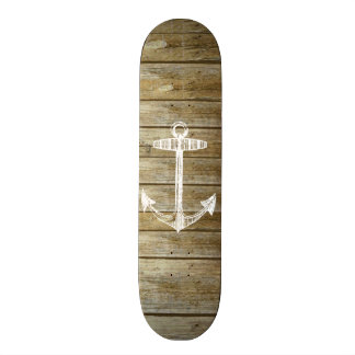 Skate Âncora náutica no gráfico de madeira