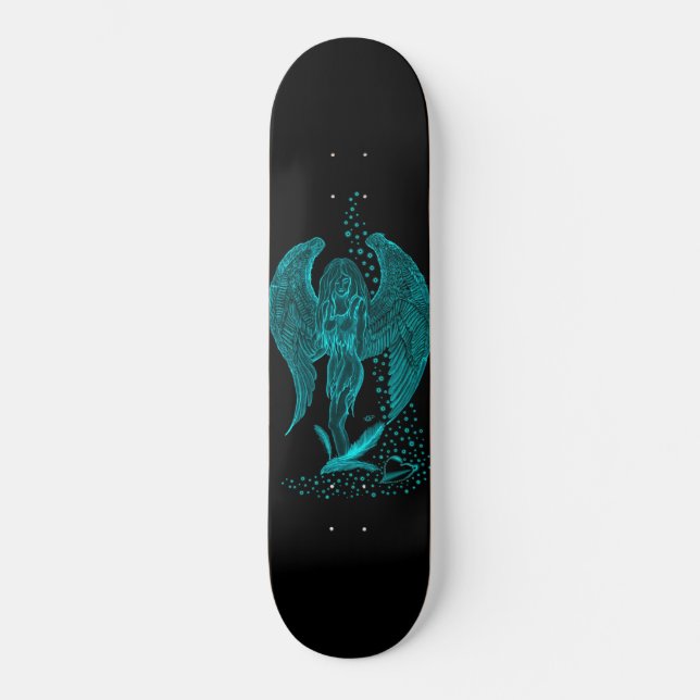 Skate Angel perdeu no Love, Design preto e verde (Frente)