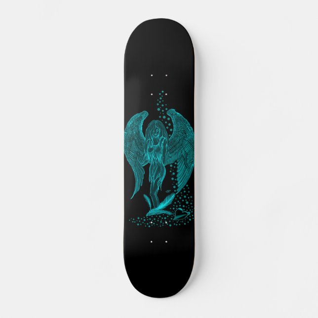 Skate Angel perdeu no Love, Design preto e verde (Frente)