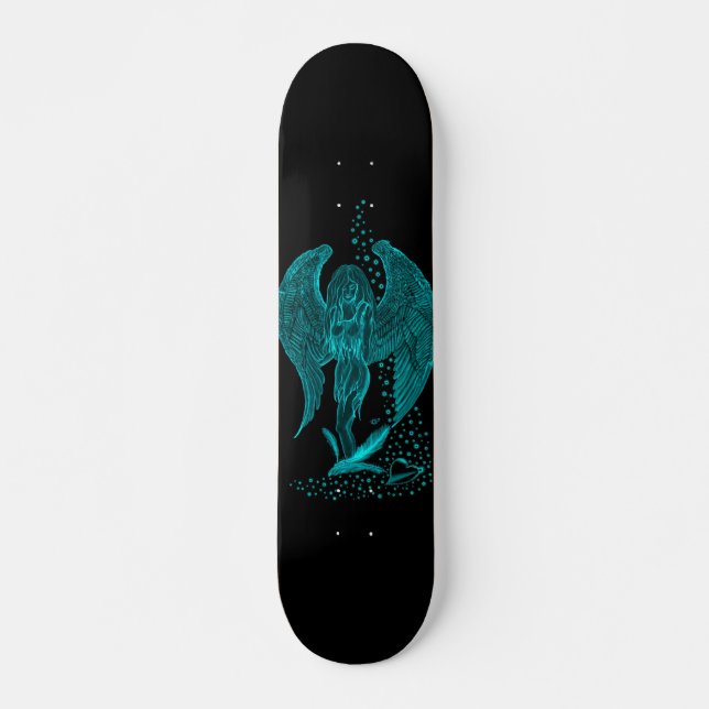 Skate Angel perdeu no Love, Design preto e verde (Frente)