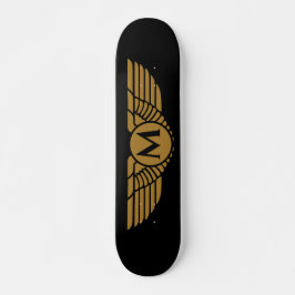 Skate Angel Wings Vintage Nome do Ouro Inicial Monograma