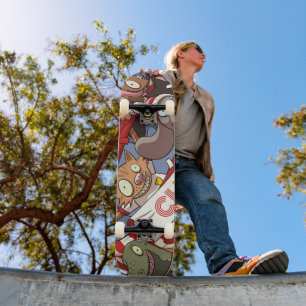 Skate Animais Engraçados Esportivos Ventiladores Laranja