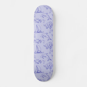 Skate Animais marinhos e padrão de desenho de uma linha