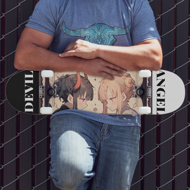 Skate Anime Angel Devil Deck, Room Wall Art (Trucks and wheels are customization options and are not included in the price.)