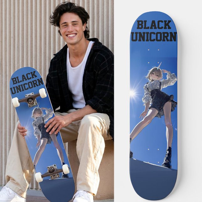 Skate Anime Cyberpunk Black Unicorn (Trucks and wheels are customization options and are not included in the price.)