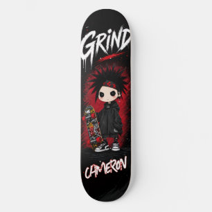 Skate Anime Japonês Personalizado Emo Vermelho e Preto