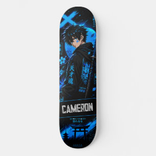 Skate Anime Personalizado Samurai Ciano Preto