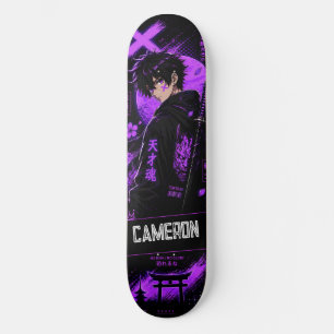 Skate Anime Personalizado Samurai Preto Roxo