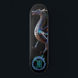Skate *~* AP88 Elemental Metálico Dragão Teal Feroz<br><div class="desc">(Pesquise no código AP88 para localizar itens semelhantes ) Transferência fácil para outros produtos Zazzle. Element DRAGON (DRAGÃO de elemento) com ANEL de FIRE / FLAMES / FLAME e MONOGRAMA INICIAL para seu nome - Mantenha ou edite ou exclua o texto. Este famoso skate tradicional chinês estilo personalizado pro Element...</div>