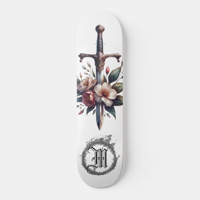 Skate *~* AP88 Fire Medieval Sword Floral Floral (Frente)