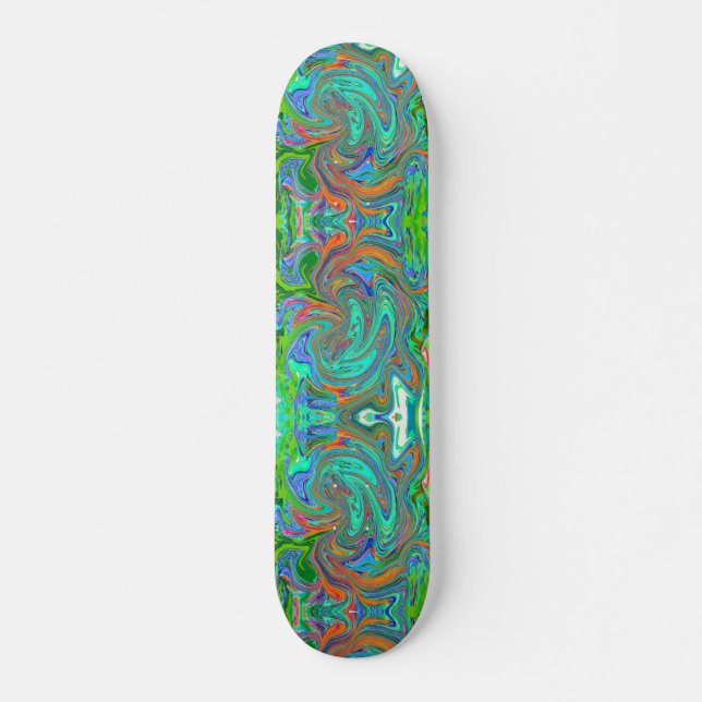 Skate Aqua, Orange e Green Groovy Abstrato Retro Art (Frente)