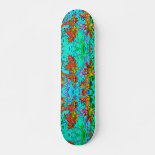 Skate Aqua Tropical com Flores Amarelas e Laranja
