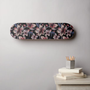 Skate Aquarelas Crimson Floral em Preto