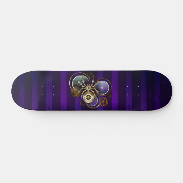 Skate Aranha Steampunk no fundo roxo (Horz)