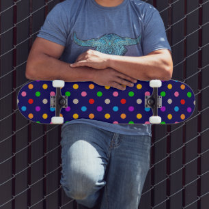 Skate Arco-íris Colorido de Bolinhas Azul